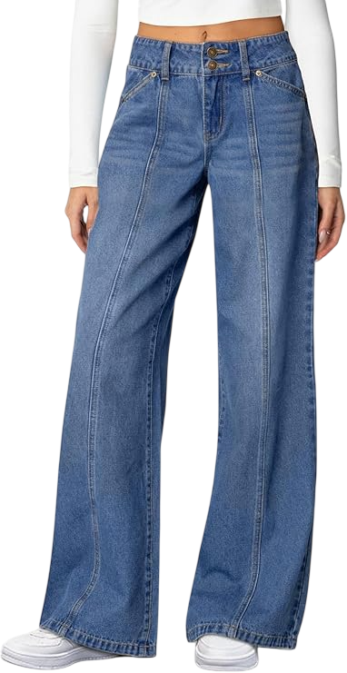 Women's Wide Leg Jeans High Waisted Stretchy Straight Leg